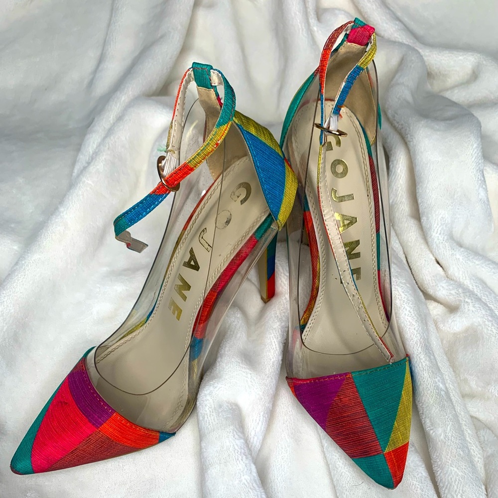 Multi color close toe heel